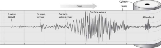 According to the image below, which seismic wave phase is likely to cause the most damage?