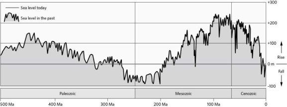<strong>Using the chart of transgressions and regressions below, when was sea level the highest?  </strong> A) Ordovician B) Carboniferous C)Jurassic D)Cretaceous <div style=padding-top: 35px> 