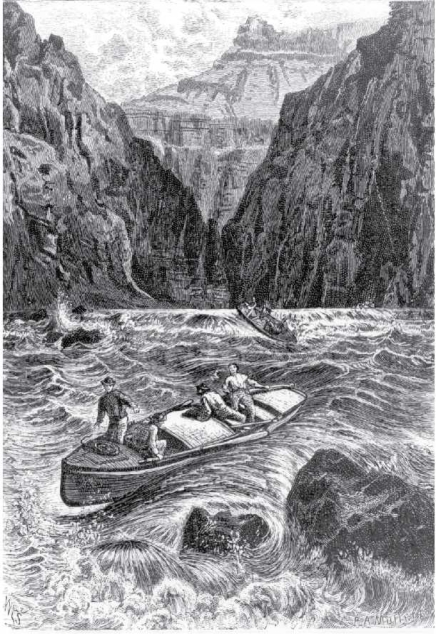 The image below is an artist's rendition of John Wesley Powell exploring the Grand Canyon. Is this landform depositional or erosional? Explain your answer.