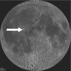 <strong>Observe the image of the moon below. What feature is indicated?  </strong> A)maria B)space weathering C)lunar highlands D)Olympus Mons <div style=padding-top: 35px> 