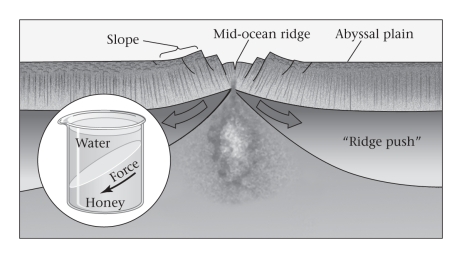 <strong>Consult the figure below.Most of the pushing force driving plate motion is produced ____________.  </strong> A)at mid-ocean ridges B)at subduction zones C)at collision zones D)in the interiors of continental plates <div style=padding-top: 35px> 