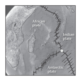 <strong>A triple junction,like the one shown below,is a place on Earth's surface where ____________.  </strong> A)three volcanoes form a tight,triangular cluster B)glacial ice,continental rocks,and the ocean can be found together C)the boundaries of three lithospheric plates meet at a single point D)the boundaries of three lithospheric plates meet to form an elongate surface <div style=padding-top: 35px> 