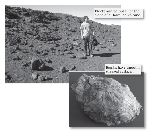 <strong>Volcanic bombs are ____________. </strong> A)pyroclastic blocks that acquire aerodynamic shapes during flight out of the volcanic vent B)explosive bodies of lava with high volatile content C)cinders that explode upon impact with the ground D)used by geologists to set off small eruptions in volcanoes that are deemed potentially dangerous