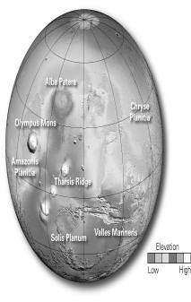 <strong>Below is a digital elevation model of Mars.What process is responsible for creating the Valles Marineris? </strong> A) glacial carving B) deposition C) erosion D) burrowing