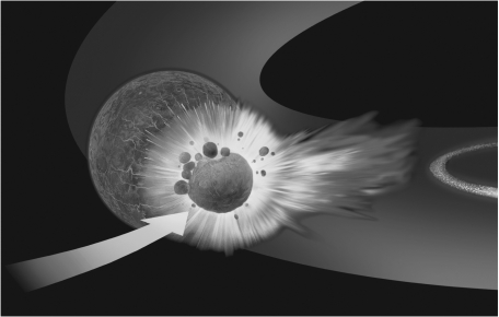 <strong>About 4.53 Ga,the Moon formed.Which of the following is NOT correct about that event? </strong> A) An icy planetesimal collided with the newborn Earth. B) A large part of Earth's mantle disintegrated. C) Earth developed a ring, like those found around Saturn and Jupiter. D) The colliding body disintegrated.