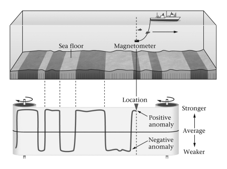 <strong>Consult the figure below.Marine magnetic anomaly belts are widest when and where ____________. </strong> A) continents are joined to form supercontinents B) sea-floor spreading rates are relatively rapid C) sea-floor spreading rates are relatively slow
