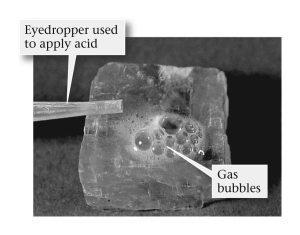 <strong>When in contact with hydrochloric acid,which mineral gives off bubbles of carbon dioxide gas? </strong> A) quartz B) halite C) calcite D) fluorite