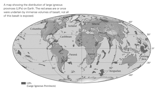 <strong>Consult the figure below.Large igneous provinces can cause ______________. </strong> A) sea-level rise B) climate change C) extinction D) All of the above are correct.