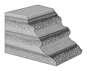 <strong>Consult the figure below.Graded beds tell a geologist that a _____________. </strong> A) turbidity current deposited these beds, depositing finer material first B) turbidity current deposited these beds, depositing coarser material first C) slurry deposited these beds with little sorting D) density current deposited these beds, depositing coarser material first