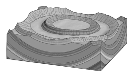 <strong>On a geologic map,if the contacts between sedimentary rock units form a bull's-eye pattern of concentric circles,with the youngest unit in the center,the underlying structure is a(n)____________. </strong> A) anticline B) basin C) dome D) syncline