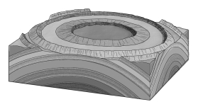 <strong>On a geologic map,if the contacts between sedimentary rock units form a bull's-eye pattern of concentric circles,with the oldest unit in the center,the underlying structure is a(n)____________. </strong> A) anticline B) basin C) dome D) syncline