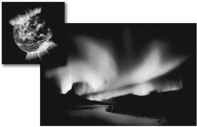 <strong>An aurora (shown below)is produced when ________. </strong> A)solar wind particles are directed toward the magnetic poles and excite atmospheric gases B)swamp gases rise from the arctic tundra and react with the upper atmosphere C)radiation in the Van Allen belts can be seen on a clear,cold night D)lightning travels from cloud to cloud rather than cloud to ground
