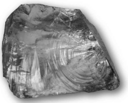 <strong>The image below shows a mineral specimen of quartz.What is the term for the smoothly curving,clamshell-shaped surface on the sample below? </strong> A)conchoidal fracture B)facet C)cleavage plane D)striation
