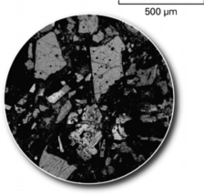 <strong>The picture below shows a(n)________ of rock that geologists use to determine the minerals in the rock. </strong> A)hand sample B)thin section C)outcrop D)X-ray