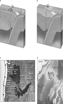 <strong>Which of the following pictures of volcanoes is the result of a convergent boundary? </strong> A)A B)B C)C D)D