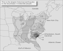 <strong>According to the image below,where was the epicenter of the earthquake? </strong> A)New York B)Florida C)Canada D)South Carolina