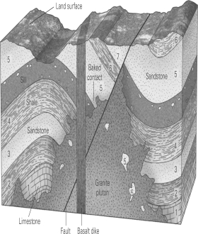 Place the layers and geologic events in order from oldest to youngest.Make sure to include all of the layers and events,including the top surface.
