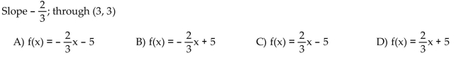 Find an equation of the line with the given slope and containing the given point. Write the equation using function notation.