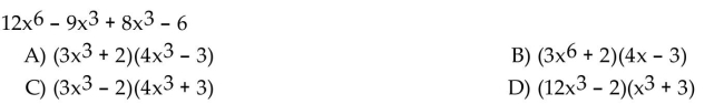 Factor the four-term polynomial by grouping.