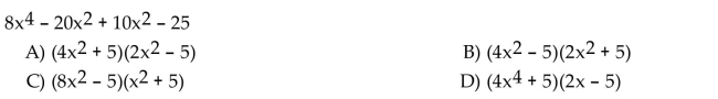 Factor the four-term polynomial by grouping.