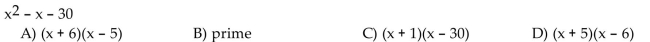 Factor the trinomial completely. If the polynomial cannot be factored, write prime.