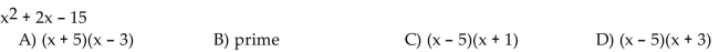 Factor the trinomial completely. If the polynomial cannot be factored, write prime.