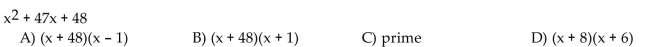 Factor the trinomial completely. If the polynomial cannot be factored, write prime.
