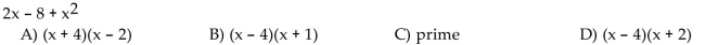 Factor the trinomial completely. If the polynomial cannot be factored, write prime.