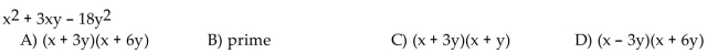 Factor the trinomial completely. If the polynomial cannot be factored, write prime.