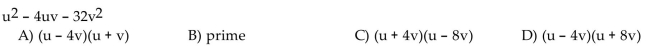 Factor the trinomial completely. If the polynomial cannot be factored, write prime.
