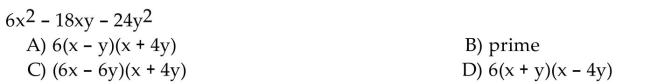 Factor the trinomial completely. If the polynomial cannot be factored, write prime.