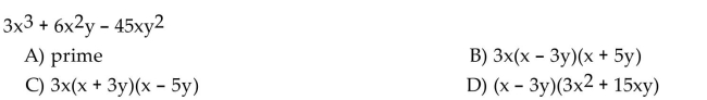 Factor the trinomial completely. If the polynomial cannot be factored, write prime.