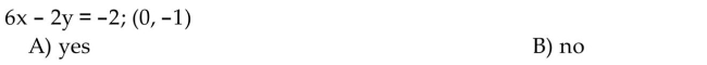 Determine whether the ordered pair is a solution of the given linear equation.