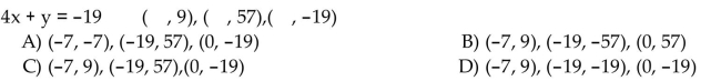 Complete the ordered pair so that it is a solution of the given linear equation.