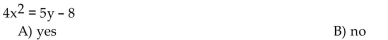 Determine whether the equation is a linear equation in two variables.