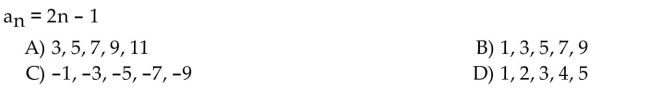 Write the first five terms of the sequence whose general term is given.