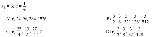 Write the first five terms of the geometric sequence whose first term, a1, and common ratio, r, are given.