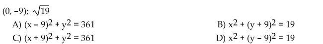Write an equation of the circle with the given center and radius.