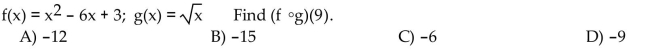 For the given functions f and g, find the composition.