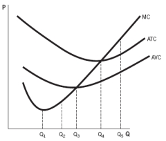 <strong>Based on the accompanying graph, is this firm earning positive, negative, or zero economic profits? </strong> A) We cannot determine the firm's level of profit because we do not know about its revenues. B) It is earning positive economic profit. C) Because this is the short run, all firms earn positive economic profit. D) It is earning zero economic profit. E) It is earning negative economic profit.