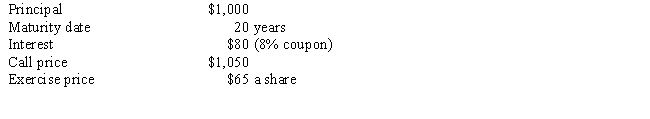 Given the information below,answer the following questions. A convertible bond has the following features: