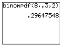 Which binomial probability is represented on the screen below?