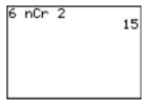 <strong>Which quantity is represented on the screen below?  </strong> A) The number of ways two coins can be chosen from six coins B) The number of sample points when a die is rolled and a coin is flipped C) The number of ways two dice can be rolled D) The number of sample points when a coin is flipped six times <div style=padding-top: 35px> 