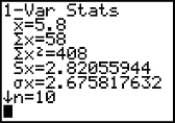 Which number on the screen below is the sample standard deviation of the data?