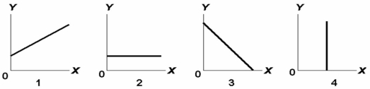 -Answer on the basis of the relationships shown in the above four figures. The amount of Y is unrelated to the amount of X in: