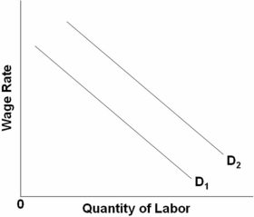   Refer to the above graph.What will shift D<sub>1</sub> to D<sub>2</sub>?