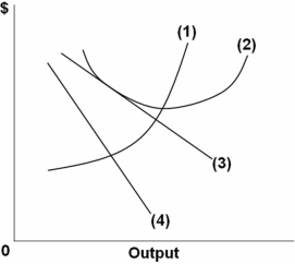 <strong> Refer to the above graph of a representative firm in monopolistic competition.What does line 3 represent?</strong> A) Demand B) Marginal cost C) Marginal revenue D) Average total cost