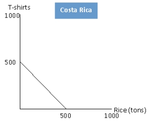Exhibit 2-10 -Refer to exhibit 2-10. In Costa Rica the opportunity cost of 1 ton of rice is: