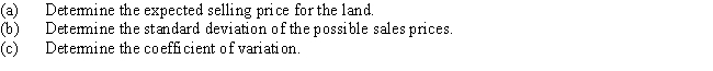 A firm has decided to invest in a piece of land.Management has estimated that the land can be sold in 5 years for the following possible prices:    <div style=padding-top: 35px> 
