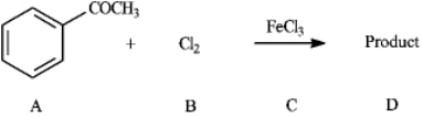 <strong>Instructions: Consider the reaction below to answer the following question(s). Refer to instructions.The nucleophile in the reaction is indicated by letter _____.</strong> A)A B)B C)C D)D